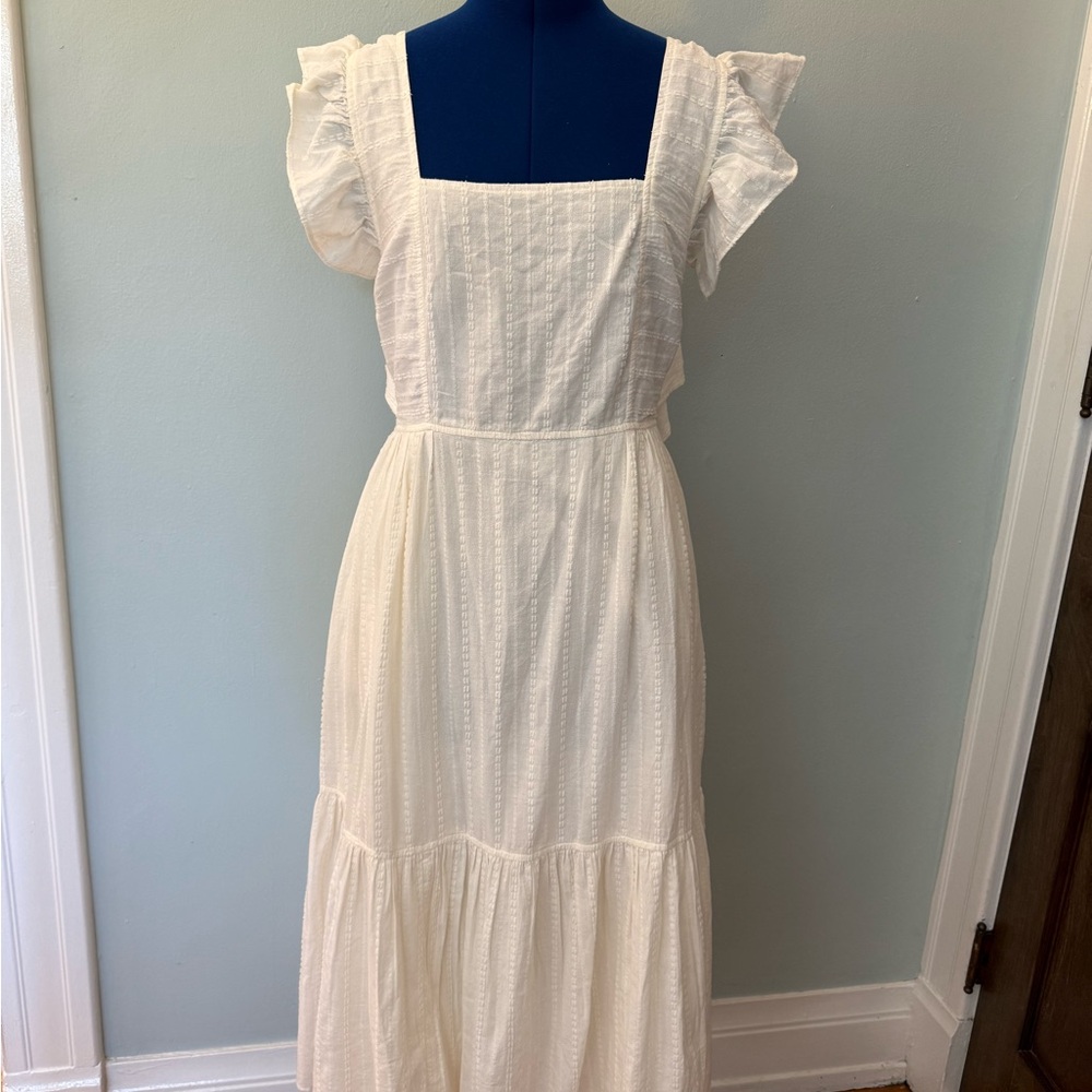 Madewell White Maxi Dress with Ruffled Sleeves